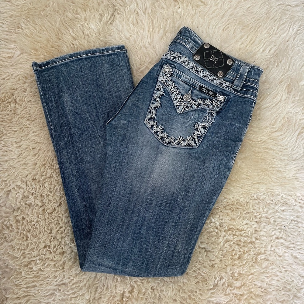 Vintage Miss Me boot cut jeans distressed in blue